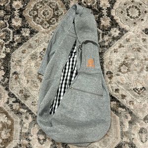 Gray Pet Sling Carrier with Checked Lining - Brand: